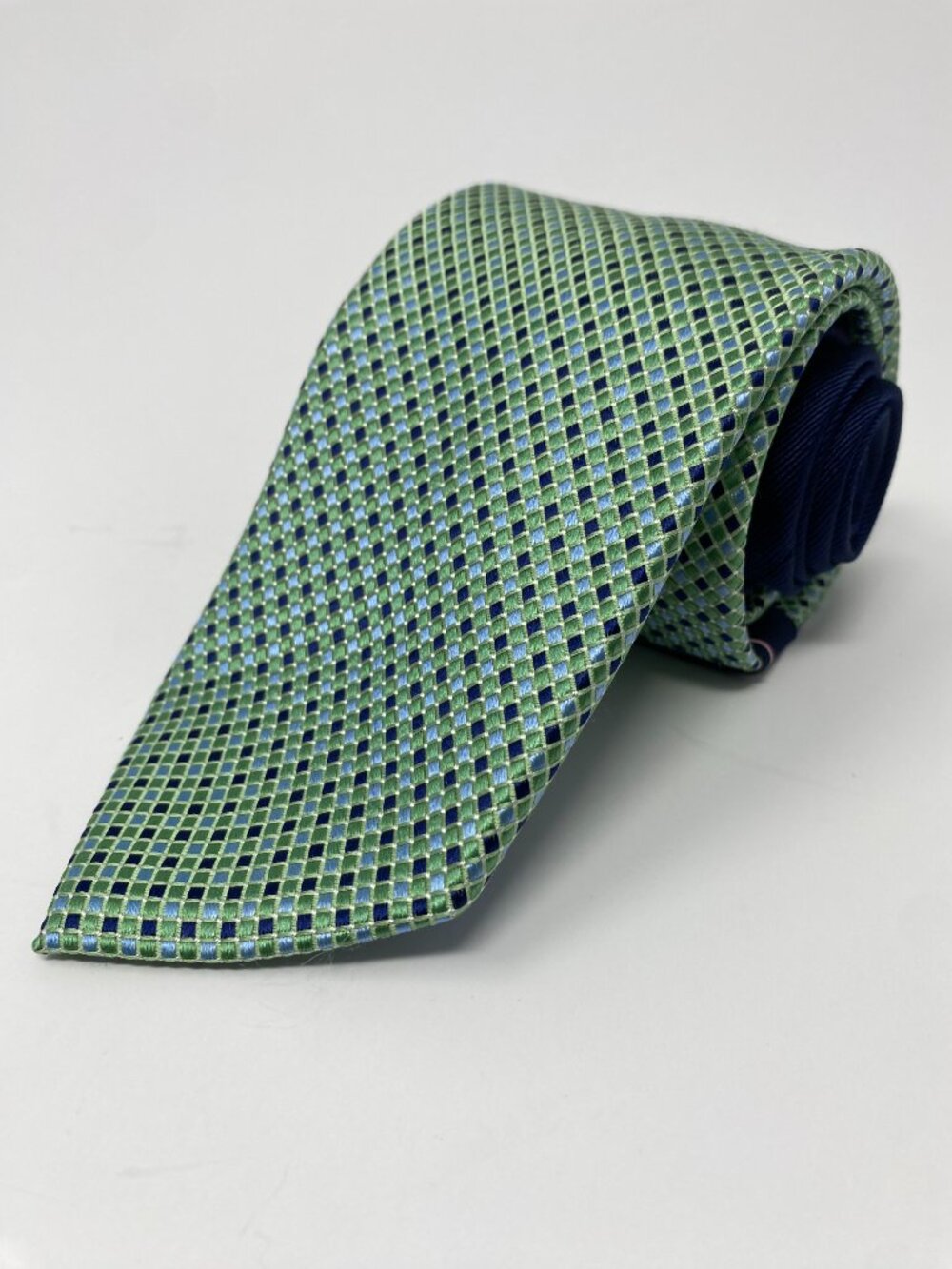 Tommy Hilfiger Tie Geometric Diamonds Green Navy Jacquard Silk Necktie Neck NEW